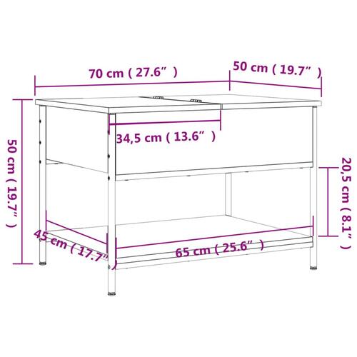 Sofabord 70x50x50 cm konstrueret træ og metal sonoma-eg