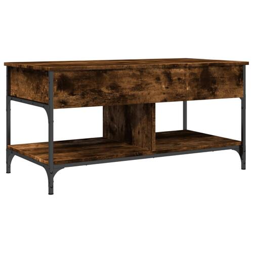 Sofabord 100x50x50 cm konstrueret træ og metal røget eg