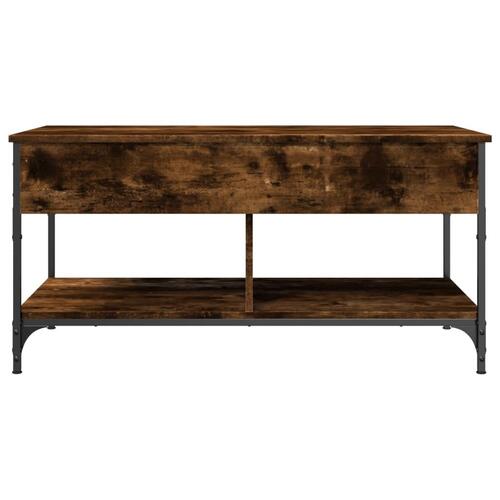 Sofabord 100x50x50 cm konstrueret træ og metal røget eg