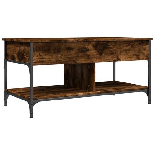Sofabord 100x50x50 cm konstrueret træ og metal røget eg