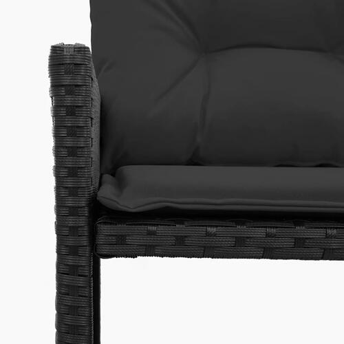 Havesofa med bord og hynder L-formet polyrattan sort