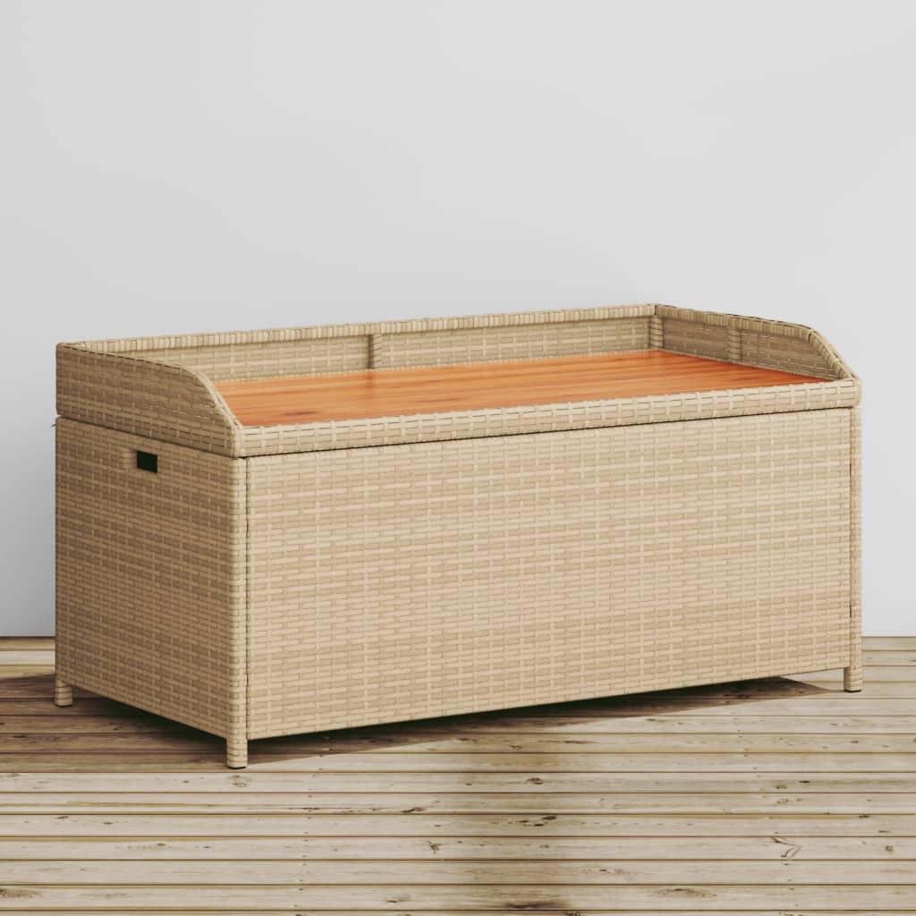 Havebænk Med Opbevaring 120 Cm Polyrattan - Blandet beige / 100 x 50 x 52 cm