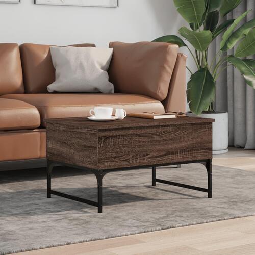 Sofabord 70x50x40 cm konstrueret træ og metal brunt eg