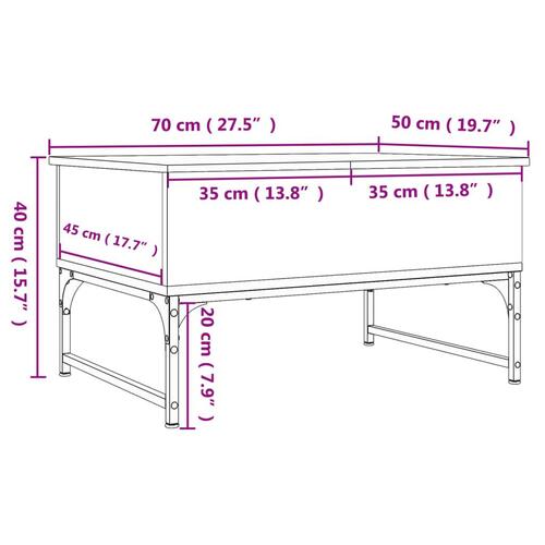 Sofabord 70x50x40 cm konstrueret træ og metal brunt eg