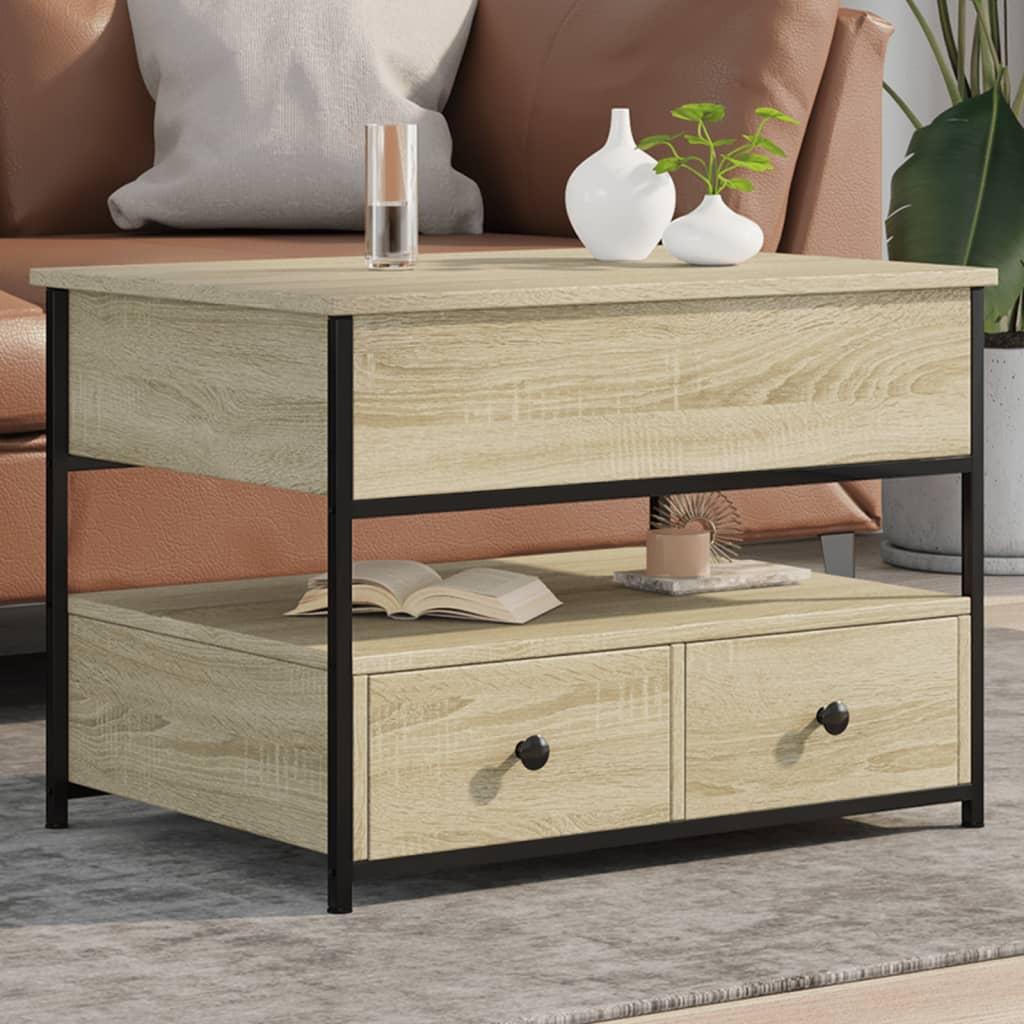 Sofabord 70x50x50 cm konstrueret træ og metal sonoma-eg