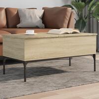 Sofabord 100x50x45 cm konstrueret træ og metal sonoma-eg