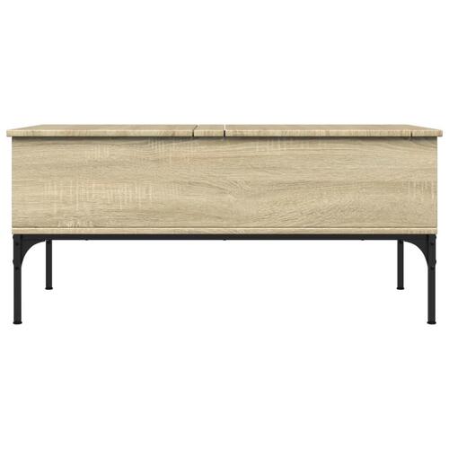 Sofabord 100x50x45 cm konstrueret træ og metal sonoma-eg