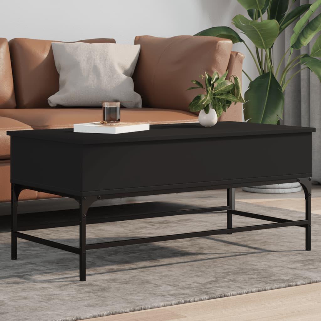 Sofabord 100x50x45 cm konstrueret træ og metal sort