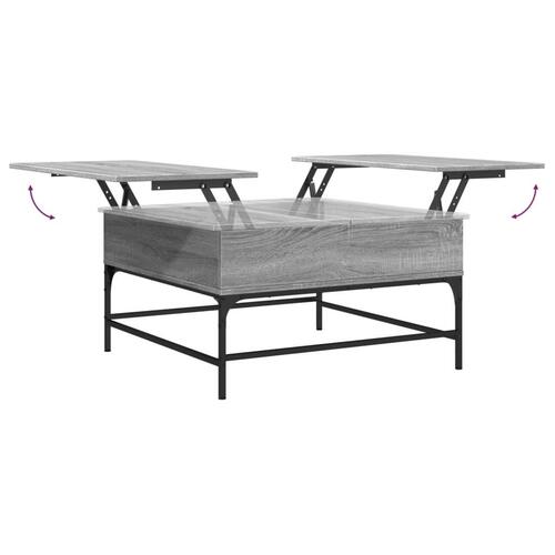 Sofabord 80x80x45 cm konstrueret træ og metal grå sonoma-eg