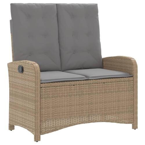 Spisebordssæt til haven 4 dele med hynder polyrattan beige
