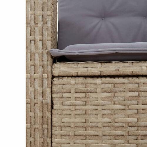 Spisebordssæt til haven 2 dele med hynder polyrattan beige