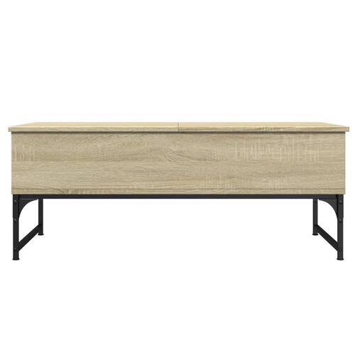 Sofabord 100x50x40 cm konstrueret træ og metal sonoma-eg