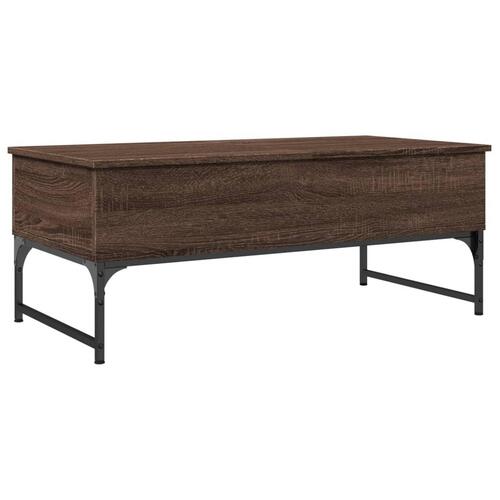 Sofabord 100x50x40 cm konstrueret træ og metal brunt eg