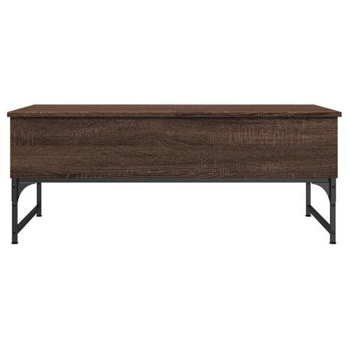 Sofabord 100x50x40 cm konstrueret træ og metal brunt eg