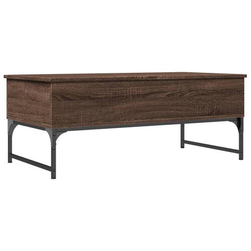 Sofabord 100x50x40 cm konstrueret træ og metal brunt eg