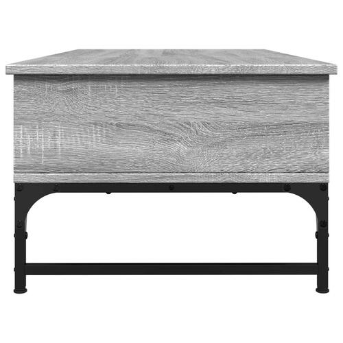 Sofabord 100x50x35 cm konstrueret træ og metal grå sonoma-eg