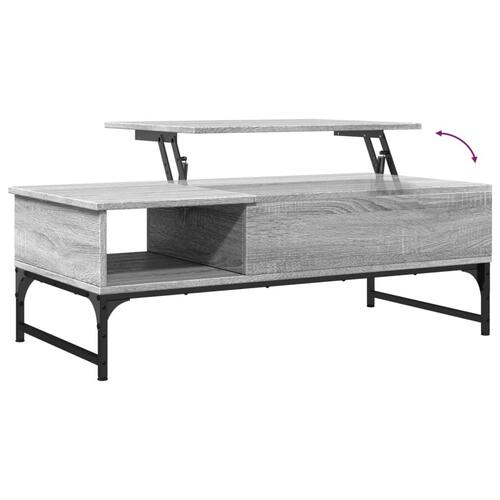 Sofabord 100x50x35 cm konstrueret træ og metal grå sonoma-eg