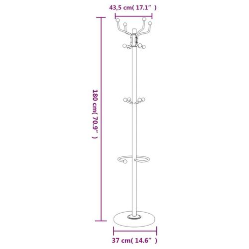 Stumtjener med paraplyholder 180 cm pulverlakeret jern hvid