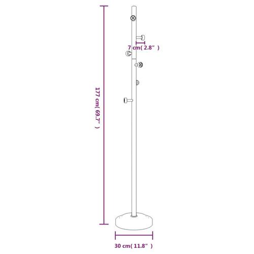 Stumtjener 177 cm pulverlakeret jern sort