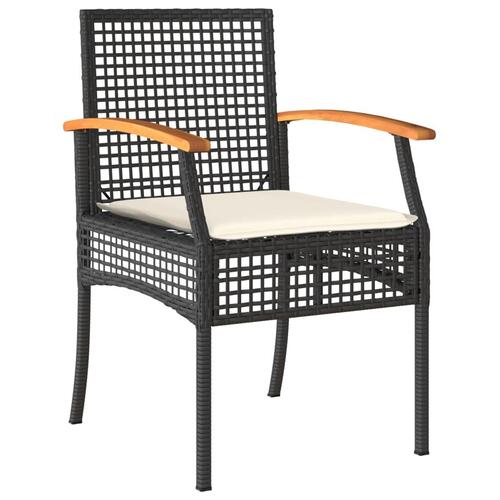 Spisebordssæt til haven 5 dele med hynder polyrattan sort