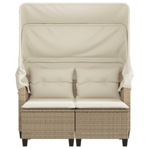 2-personers havesofa med baldakin og 2 skamler - beige