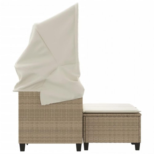 2-personers havesofa med baldakin og 2 skamler - beige