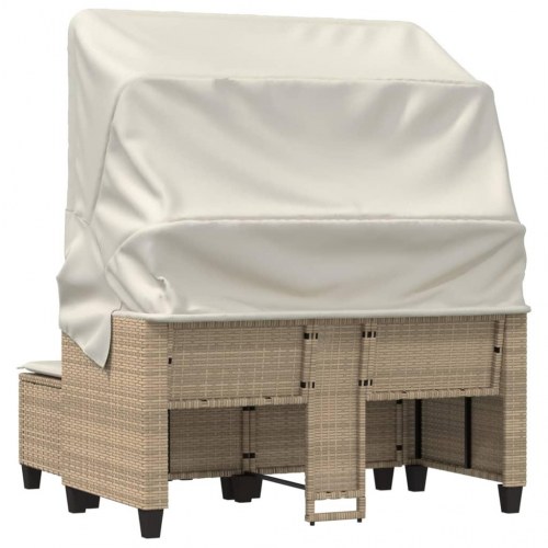 2-personers havesofa med baldakin og 2 skamler - beige
