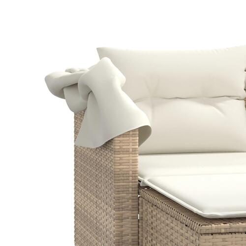 2-personers havesofa med baldakin og skamler polyrattan beige