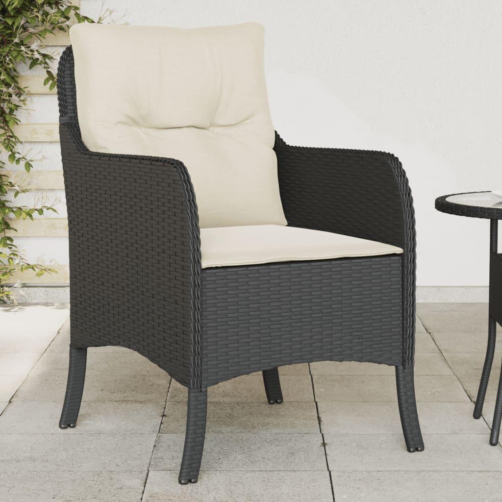 Havestole med hynder 2 stk. polyrattan sort