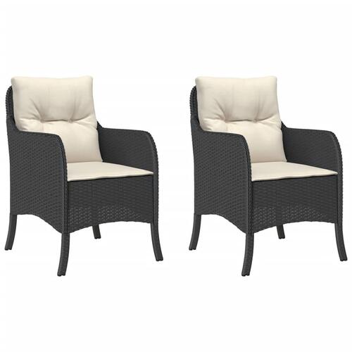 Havestole med hynder 2 stk. polyrattan sort