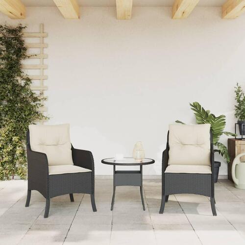 Havestole med hynder 2 stk. polyrattan sort