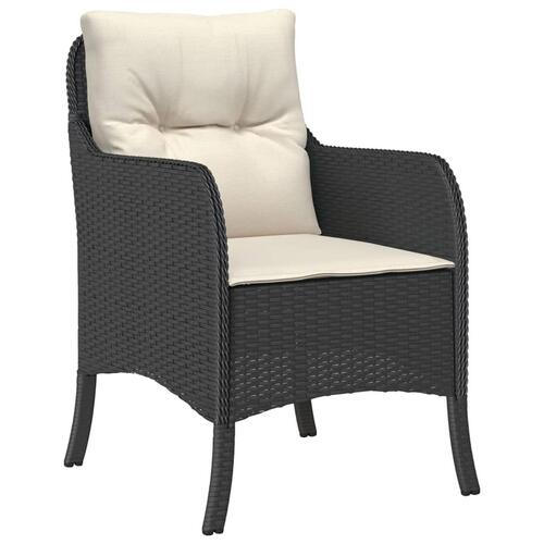 Havestole med hynder 2 stk. polyrattan sort