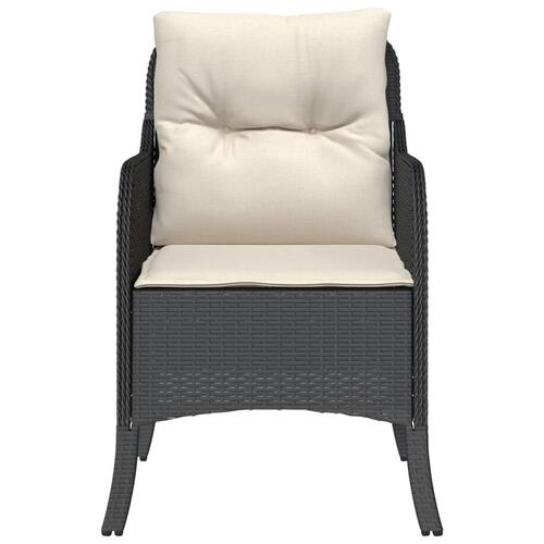 Havestole med hynder 2 stk. polyrattan sort