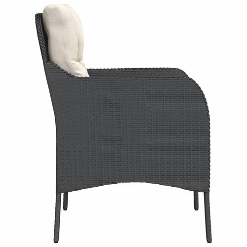 Havestole med hynder 2 stk. polyrattan sort