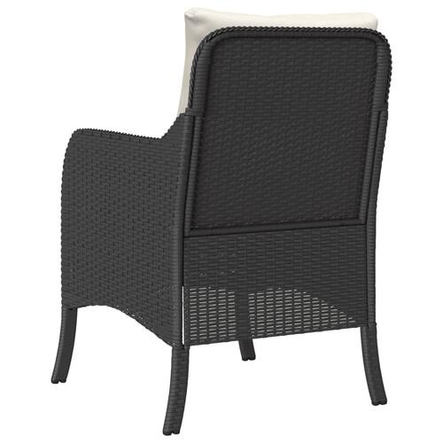 Havestole med hynder 2 stk. polyrattan sort