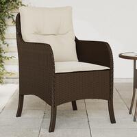Havestole med hynder 2 stk. polyrattan brun