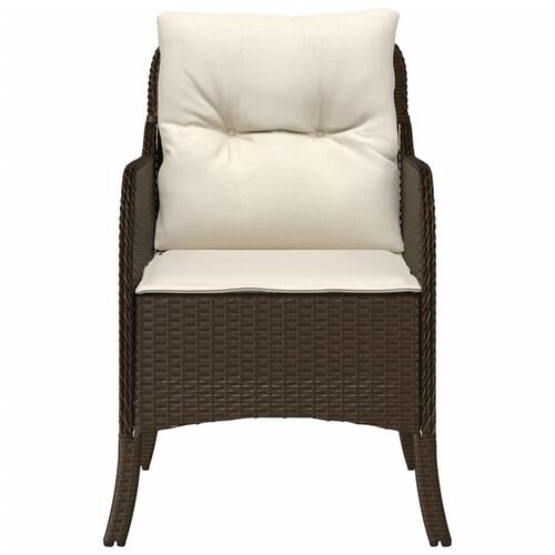 Havestole med hynder 2 stk. polyrattan brun
