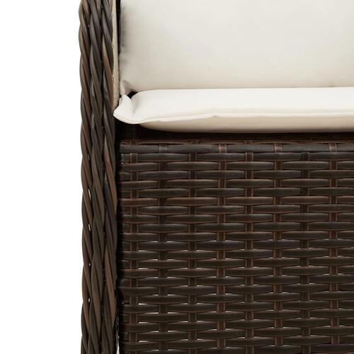 Havestole med hynder 2 stk. polyrattan brun