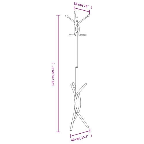 Stumtjener 176 cm pulverlakeret jern hvid