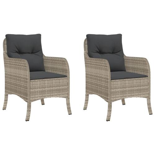 Havestole 2 stk. med hynder polyrattan lysegrå