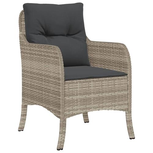 Havestole 2 stk. med hynder polyrattan lysegrå