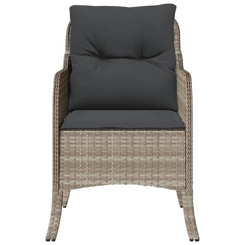 Havestole 2 stk. med hynder polyrattan lysegrå