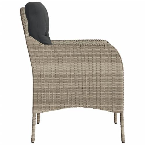 Havestole 2 stk. med hynder polyrattan lysegrå