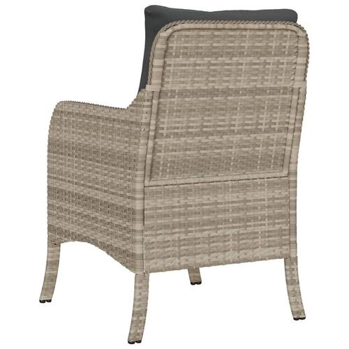 Havestole 2 stk. med hynder polyrattan lysegrå