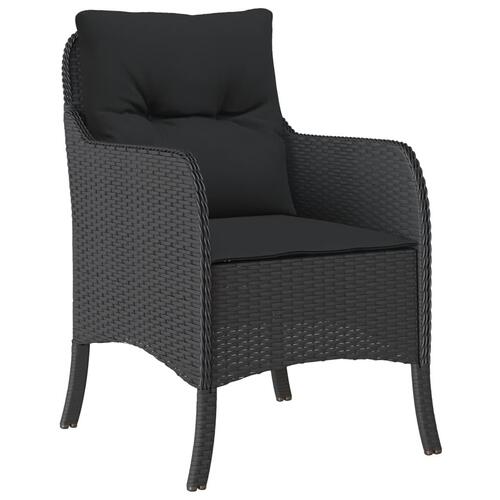 Spisebordssæt til haven 7 dele med hynder polyrattan sort