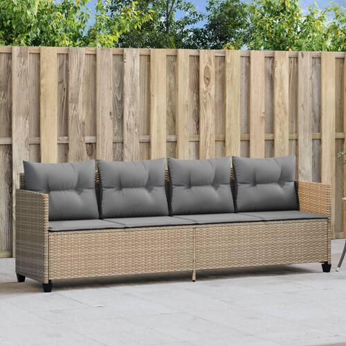 Loungesofa med hynder polyrattan beige
