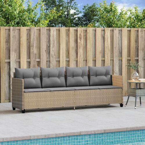 Loungesofa med hynder polyrattan beige
