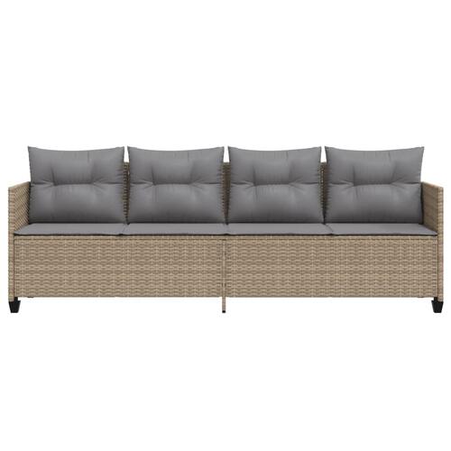 Loungesofa med hynder polyrattan beige