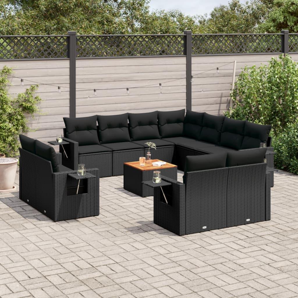 Sofasæt Til Haven 12 Dele Med Hynder Polyrattan - Sort