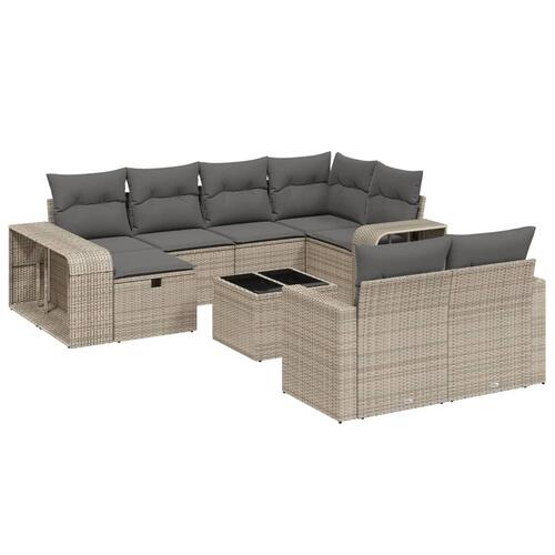 Loungesæt til haven 11 dele med hynder polyrattan grå
